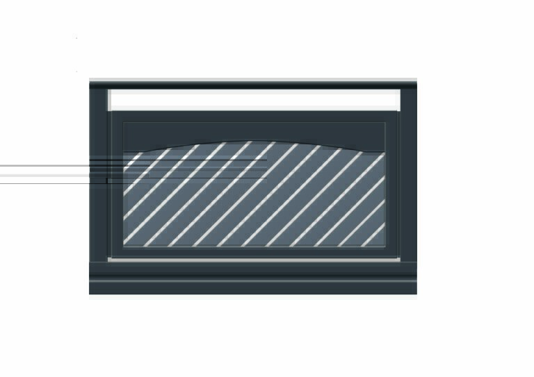 Zeichnung Balkon mit diagonaler Lattung und Dekorblech