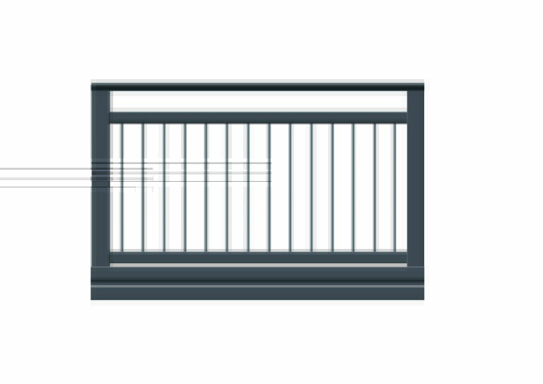 Zeichnung Balkon Rahmen aus Aluminium Füllung Edelstahlrohre