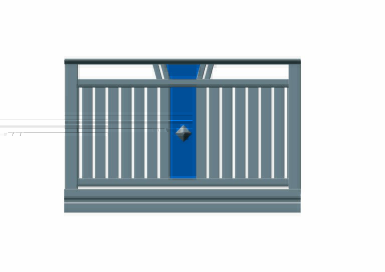 Zeichnung Balkon aus Aluminium mit 8 cm breiter Lattung und Dekorblech