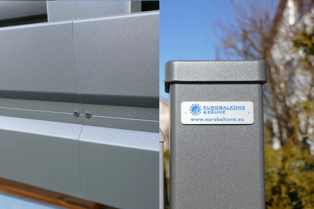 Detailaufnahmen Betonblende und Zaunkappe